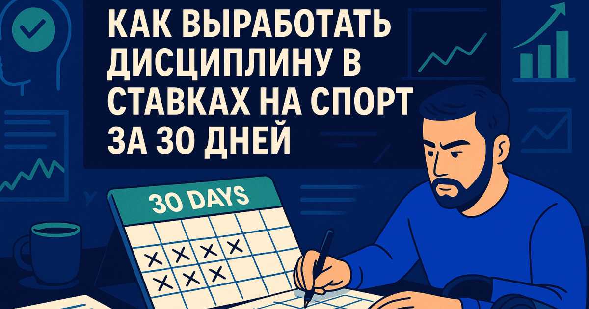 Дисциплина в ставках на спорт за 30 дней — беттор за компьютером анализирует графики банка и календарь с планом