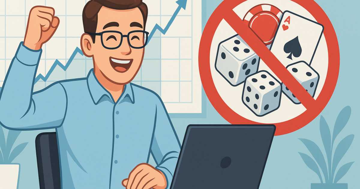 Аналитик за ноутбуком радуется, понимая, что NattyBetPro — не казино, а системный подход к ставкам на спорт